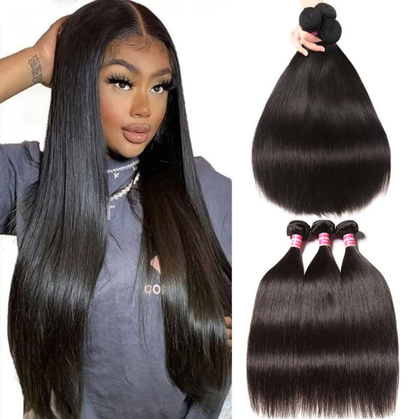 Klaiyi 2 or 3 Bundles Brazilian Straight Virgin Human Hair 100% Unprocessed Virgin Human Hair Extension Flash Sale