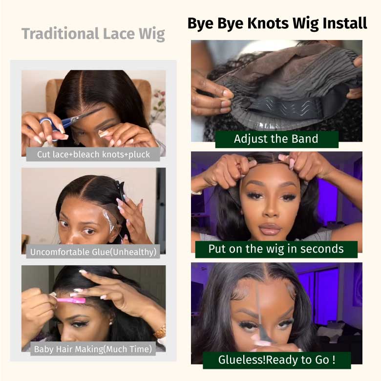 Klaiyi 7x5 Bye Bye Knots Reddish Brown Yaki Straight Wig Put On and Go Glueless Lace Wigs Human Hair