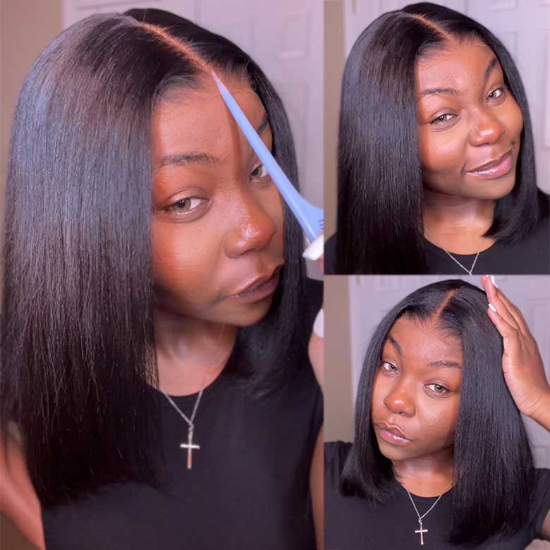 Klaiyi Yaki Straight Put On and Go Glueless Bob Wig 7x5 Pre-Cut Lace Closure Wig Beginner Friendly Flash Sale