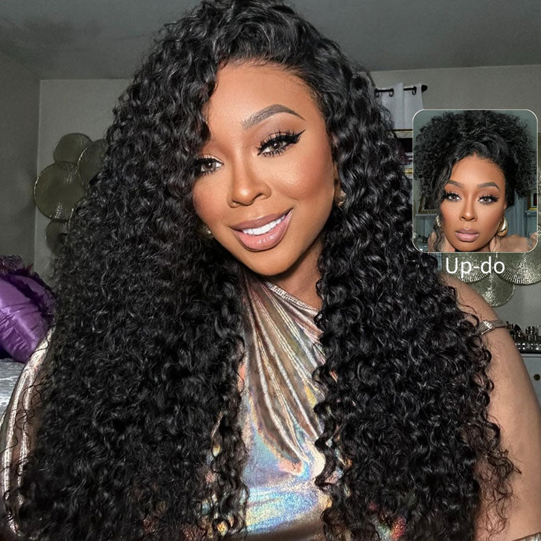 $100 OFF| Code: SAVE100 Klaiyi 7x5 Bye Bye Knots Water Wave Put On and Go Glueless Lace Wig Human Hair