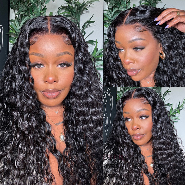 $100 OFF| Code: SAVE100 Klaiyi 7x5 Bye Bye Knots Water Wave Put On and Go Glueless Lace Wig Human Hair