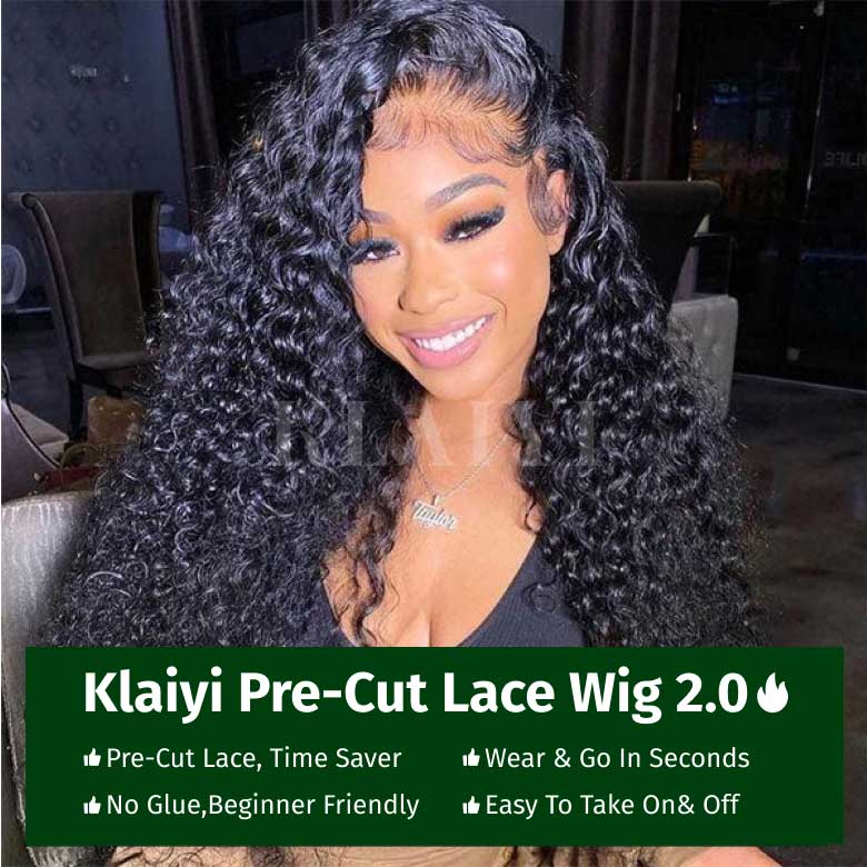 Extra 50% Off Code HALF50 | Klaiyi Water Wave Put On and Go Pre-Cut Lace Closure Wig