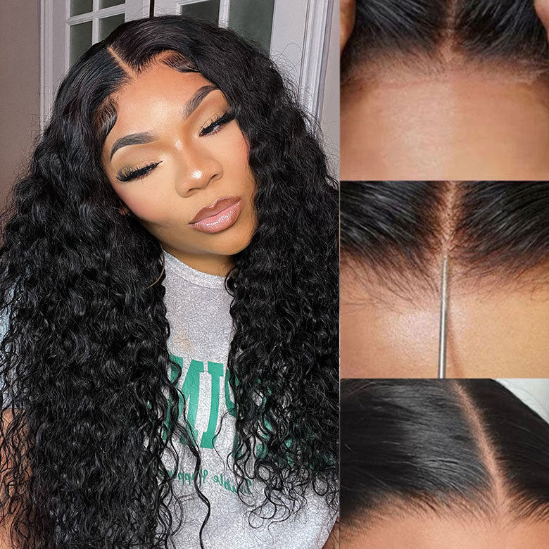 Klaiyi 13x4 Water Wave Pre-Everything™ Lace Frontal Wig Put On and Go Byebye Glue Lace Front Wigs with Invisible Knots