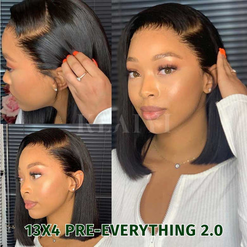 Klaiyi Put On and Go Glueless Bob Wig 13x4 Pre everything/ 7×5 Bye Bye Knots Pre-Cut Lace Closure Wig Beginner Friendly Flash Sale