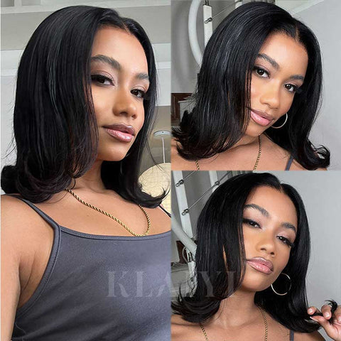 Klaiyi Put On and Go Glueless Bob Wig 13x4 Pre everything/ 7×5 Bye Bye Knots Pre-Cut Lace Closure Wig Beginner Friendly Flash Sale