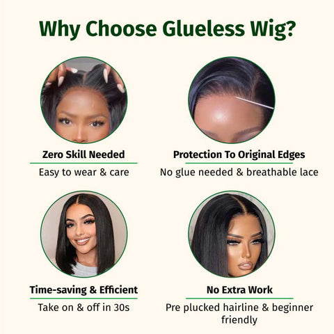 Klaiyi Put On and Go Glueless Bob Wig 13x4 Pre everything/ 7×5 Bye Bye Knots Pre-Cut Lace Closure Wig Beginner Friendly Flash Sale