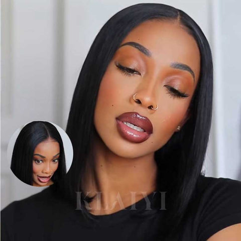 Klaiyi Put On and Go Glueless Bob Wig 13x4 Pre everything/ 7×5 Bye Bye Knots Pre-Cut Lace Closure Wig Beginner Friendly Flash Sale