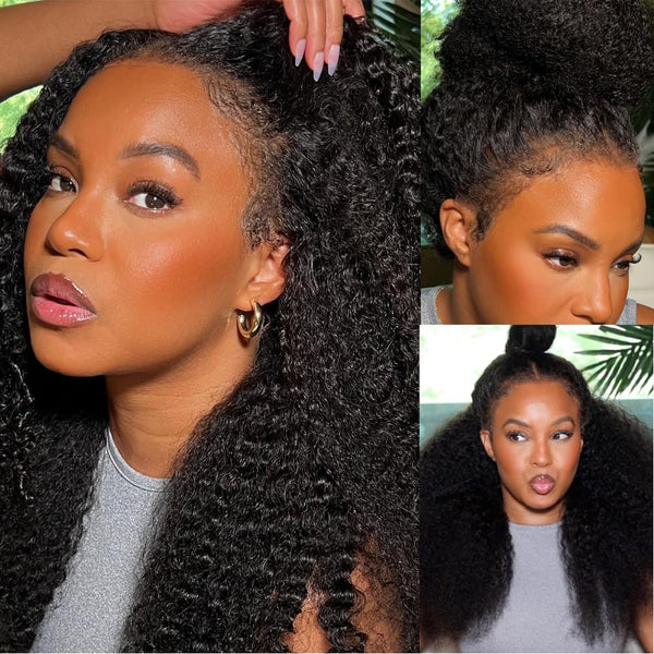 Extra 70% OFF |Klaiyi Kinky Curly 7x5 Bye Bye Knots Wigs with 4C Realistic Kinky Edge