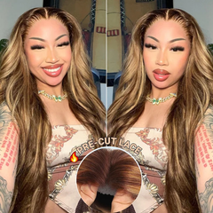 Extra 50% Off Code HALF50 | Klaiyi Ombre Highlight 7x5 Bye Bye Knots Pre-cut Body Wave Lace Wig