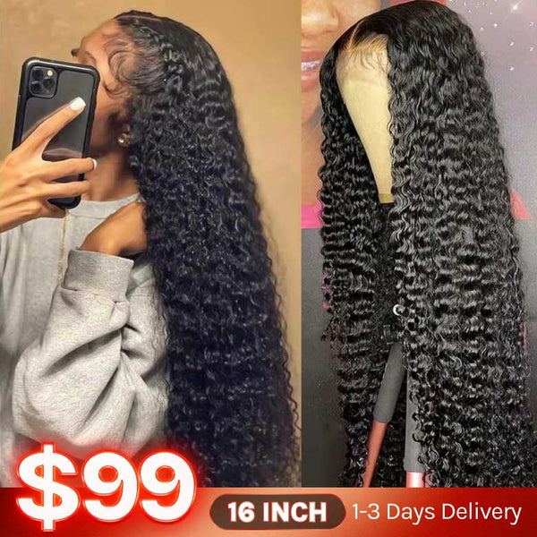 Flash Sale Klaiyi 7x5 Bye Bye Knots Pre-cut Lace Put On and Go Glueless Wig Water Wave Human Hair Wigs