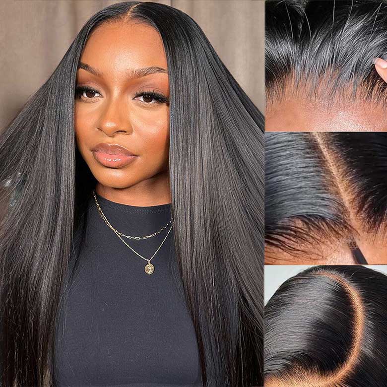 Klaiyi Yaki Straight Skin Melt 5x5 HD Blend Away™ Lace Wigs 180% Glueless Human Hair Wigs