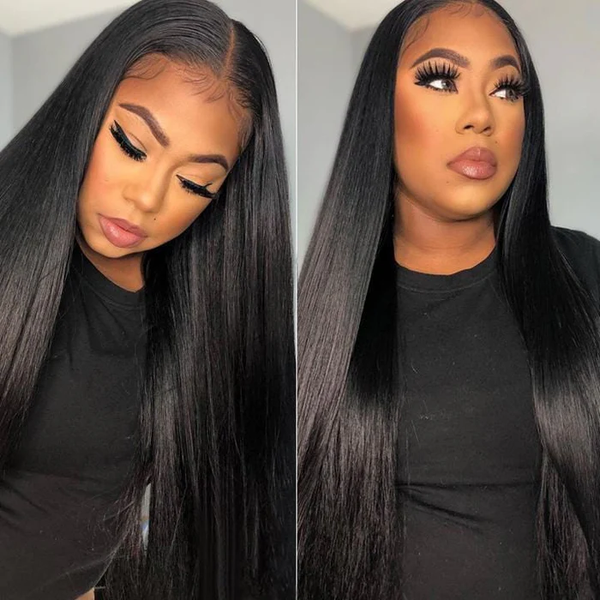 $169 Get 2 Wigs | 4C Kinky Curly Wigs 13x4 Lace Frontal Wigs Natural Color Wig + 4x4x0.75 Lace Part Wigs Silky Straight Hair Natural Color Wig Flash Sale