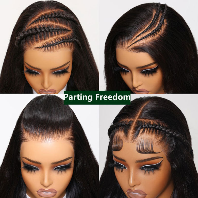 Klaiyi 13x4 Deep Wave Pre-Everything™ Lace Frontal Wig Put On and Go Ear to Ear Lace Front Wigs with Pre Plucked Hairline