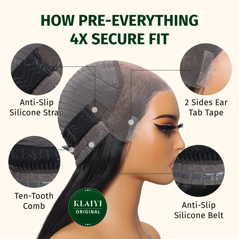 Klaiyi 13x4 Deep Wave Pre-Everything™ Lace Frontal Wig Put On and Go Ear to Ear Lace Front Wigs with Pre Plucked Hairline