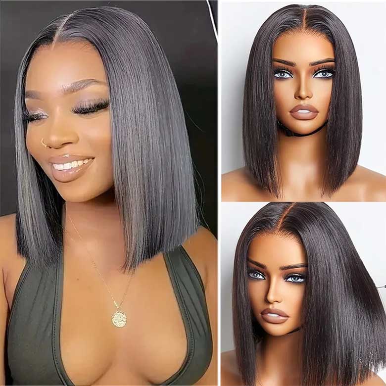 Extra 50% Off Code HALF50 | Klaiyi 6x4.75 Pre-Cut Lace Closure Wig Put On and Go Glueless Bob Wig