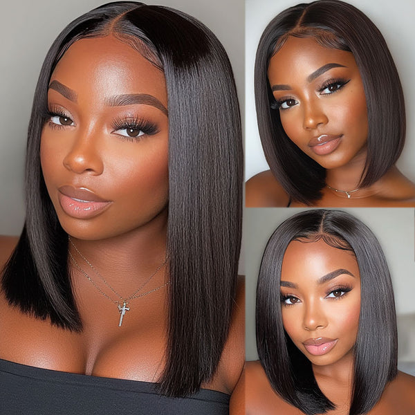 Klaiyi Put On and Go Glueless Bob Wig 13x4 Pre everything/ 7×5 Bye Bye Knots Pre-Cut Lace Closure Wig Beginner Friendly Flash Sale