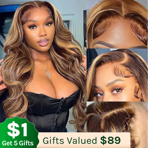 Klaiyi 7x5 Highlight Blonde Body Wave Bye Bye Knots Wig 4.0  Put On and Go Bleach Knots Wig Human Hair Flash Sale