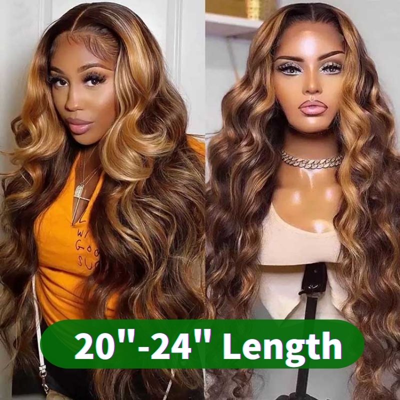 20"-24" Length| Ombre Highlight 4x4 Lace Wig Body Wave Wig Flash Sale