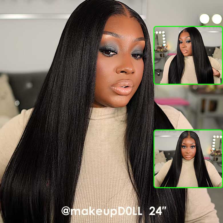 Klaiyi Yaki Straight Skin Melt 5x5 HD Blend Away™ Lace Wigs 180% Glueless Human Hair Wigs