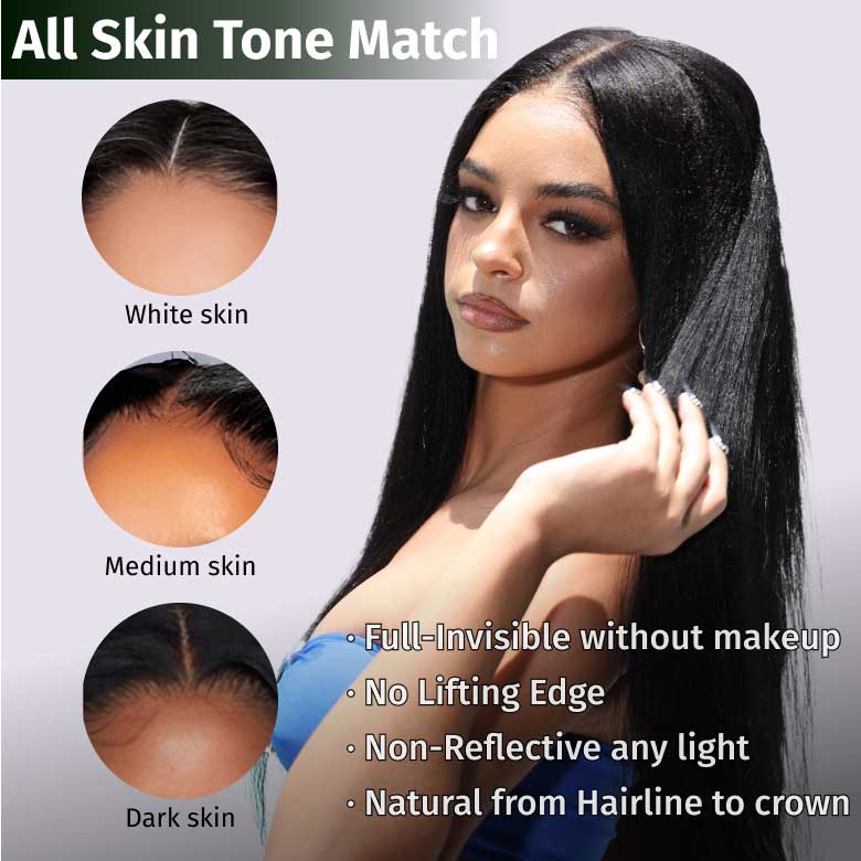 Klaiyi Yaki Straight Skin Melt 5x5 HD Blend Away™ Lace Wigs 180% Glueless Human Hair Wigs