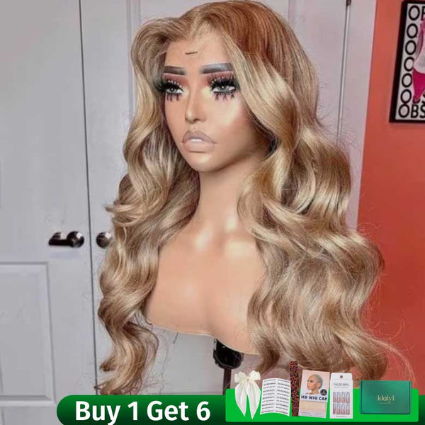Klaiyi 50% Off Super Sale Ash Blonde 13x4 Pre-everything Put On and Go Glueless Lace Front Wig Elegantly rich blonde Color Perfect Summer Wig