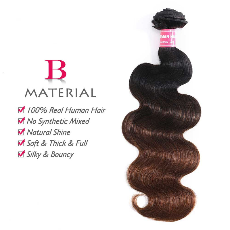 Klaiyi Black to Chestnut Brown Ombre Body Wave Human Hair Bundles Flash Sale