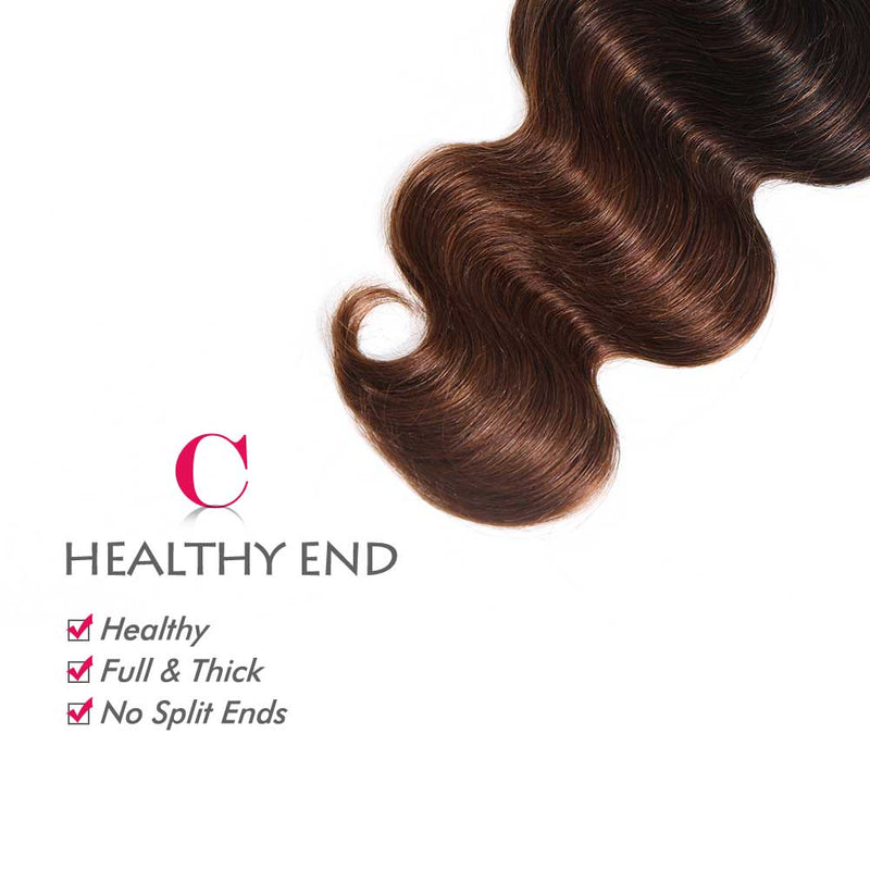 Klaiyi Black to Chestnut Brown Ombre Body Wave Human Hair Bundles Flash Sale