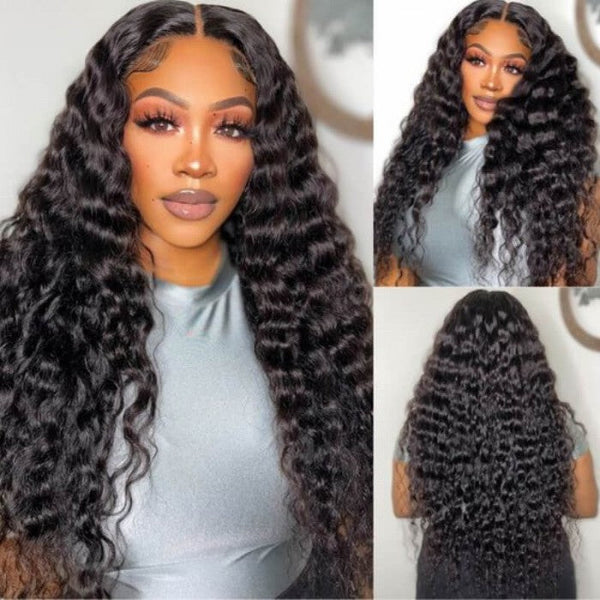 Long Length 80%OFF| Water Wave 13x4 Lace Front Wig with Baby Hair Human Hair Flash Sale