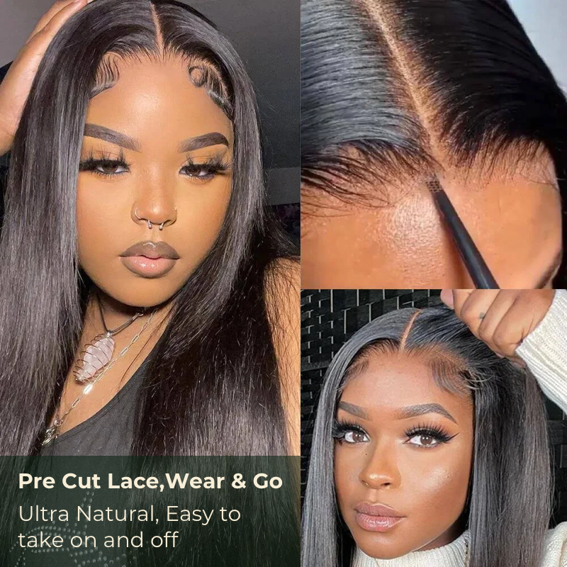 $100 OFF Full $101| Pre Cut Put On and Go  Kinky Straight Or Jerry Curly Reddish Brown Lace Closure Wig