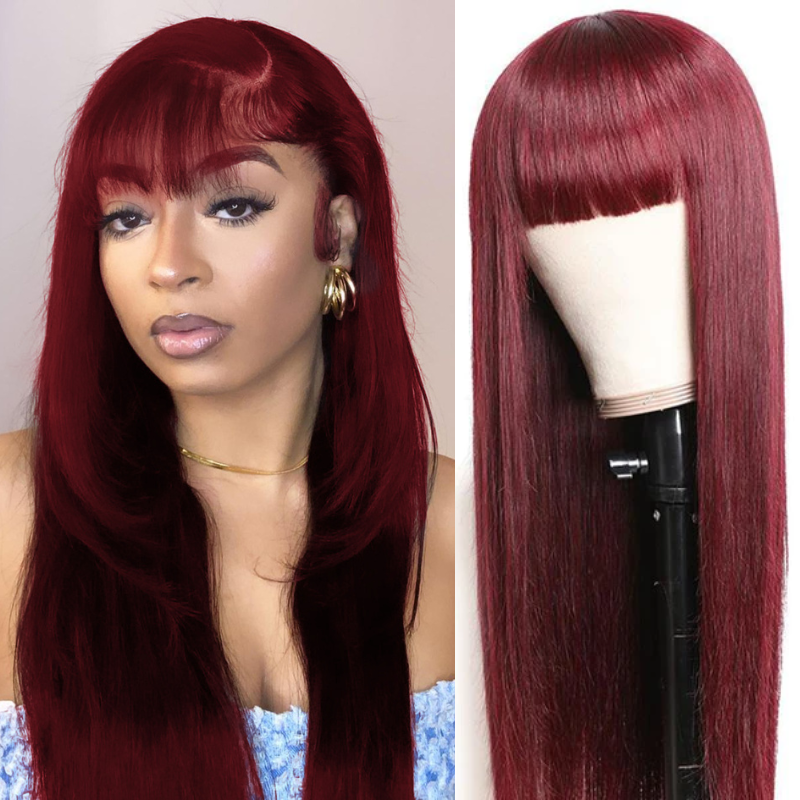 Dark Burgundy Color Body Wave Lace Front Wig With Bleached Knots [ULWIGS63]  - ULwigs