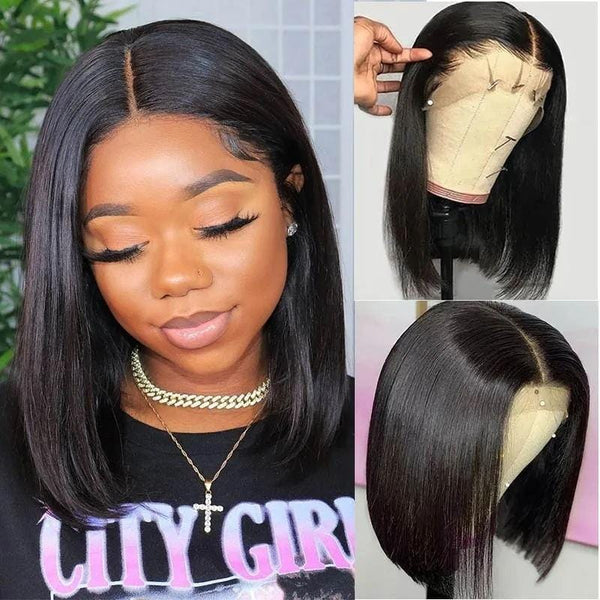 Klaiyi Silky Straight Bob Wig T Part Lace Wig Flash Sale