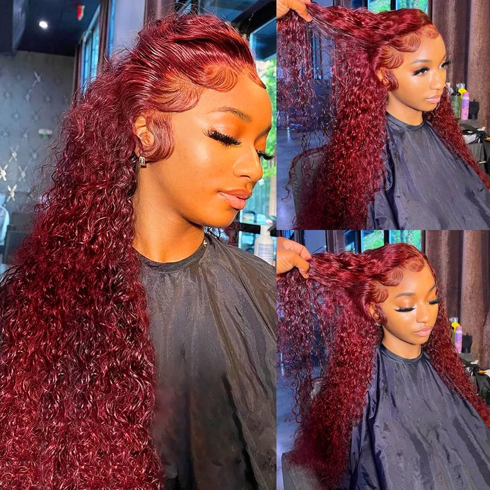 Dark Burgundy Color Body Wave Lace Front Wig With Bleached Knots [ULWIGS63]  - ULwigs