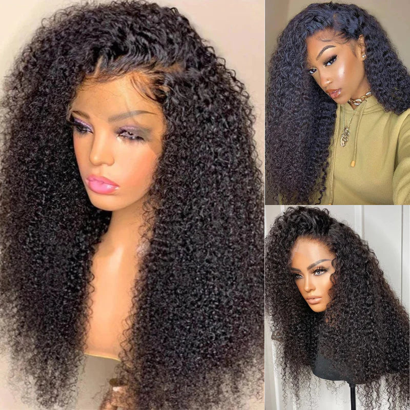 Kriyya Kinky Curly Human Hair Wig 13x4 Lace Frontal Wig 150