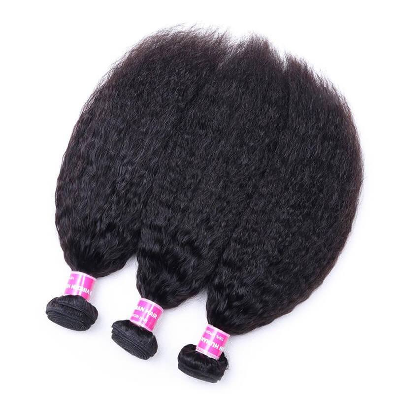 Klaiyi 3 Bundles Kinky Straight Human Hair Weft Deals on Sale 100% Human Bundles Flash Sale