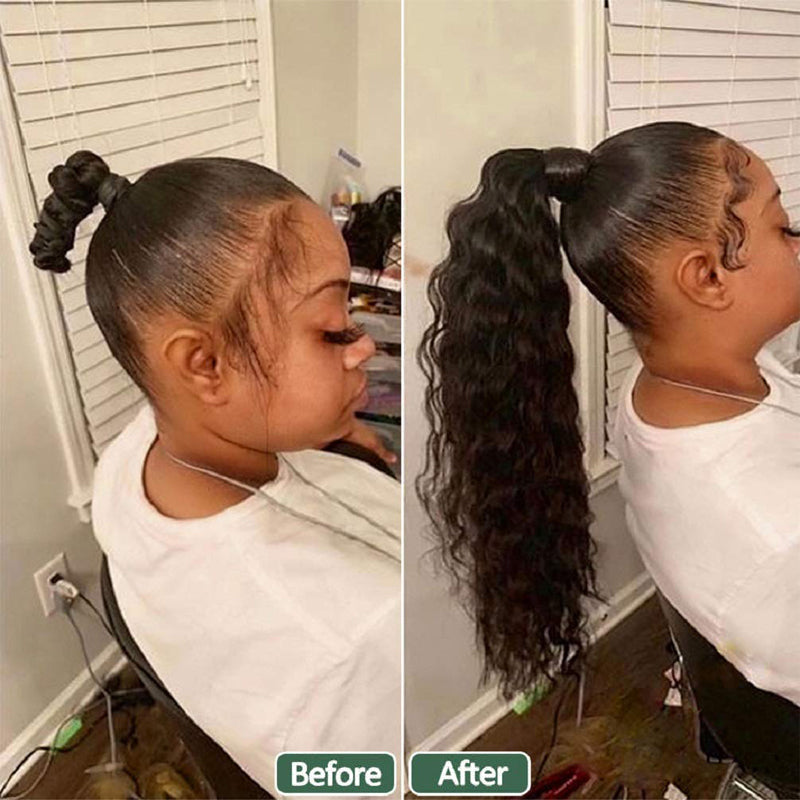 Buy 1 Get 1 Free,Code:BOGO | 4 Styles Clip in Ponytails Hair Extensions Wrap Around Kinky Curly/Jerry Curly/Body Wave/Water Wave