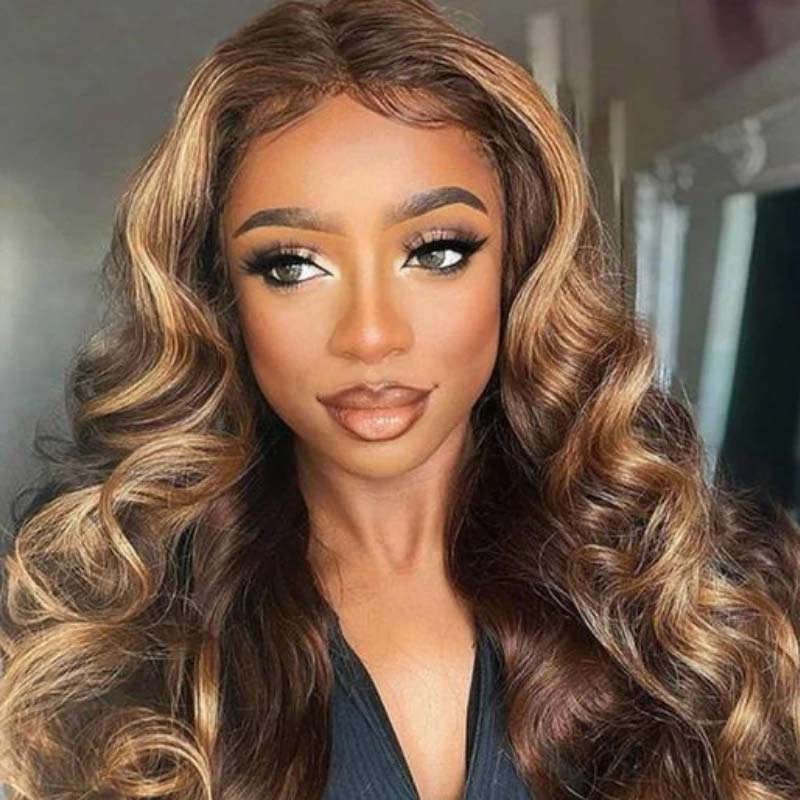 Klaiyi Whatsapp Special Offer |Honey Blonde Highlight Human Hair Wigs 13x5 Middle Part Lace Wig Body Wave