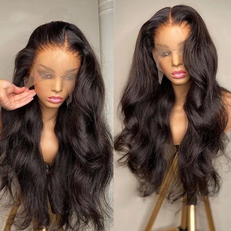 Klaiyi Body Wave Glueless Wigs 13x4 HD Invisible Transparent Lace Front Human Hair Wigs Bleached Knots