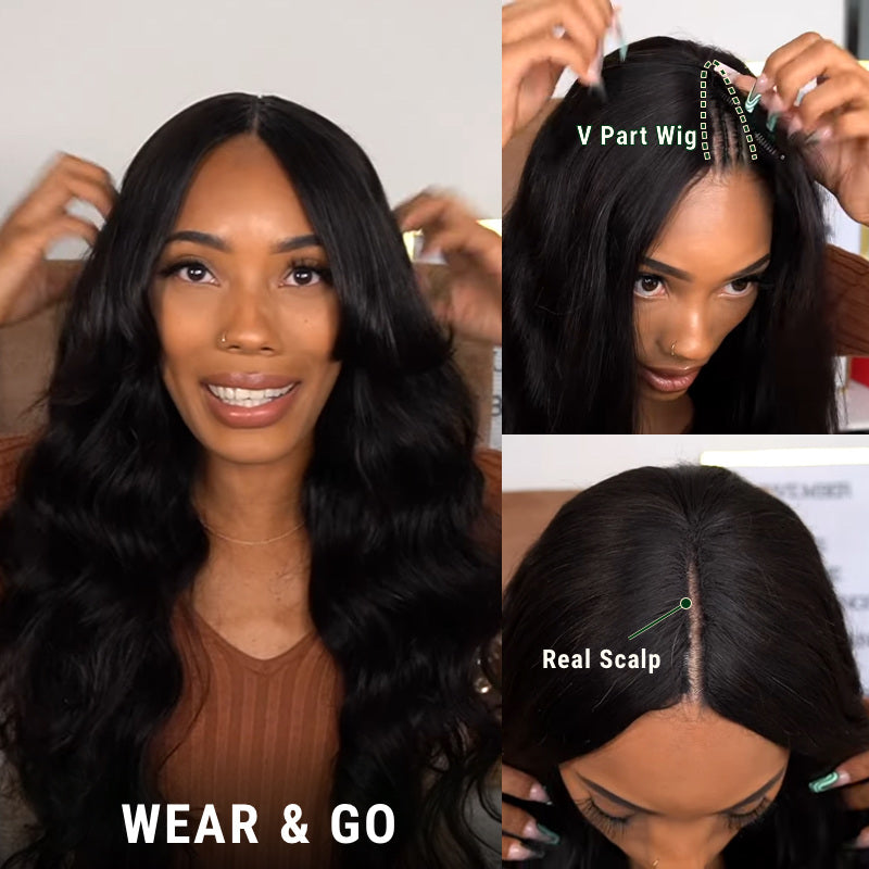 Prime Kitty U Part Wig Human Hair Right Side Part 1x4 Body Wave #1 Jet  Black Small Cap Right U Part Wigs for Black Women U Part Right Side Wig  Upart