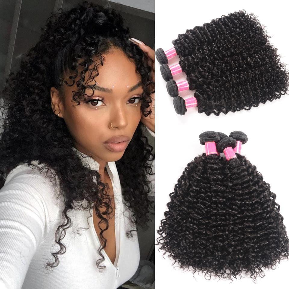 Funmi Curly Hair Weaves 4pc Bundles Extensions Black Color Synthetic Black  Women
