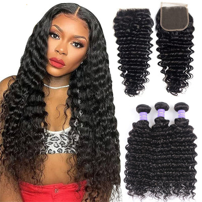 Klaiyi Virgin Hair Brazilian Deep Wave In 3 Bundles – KLAIYI