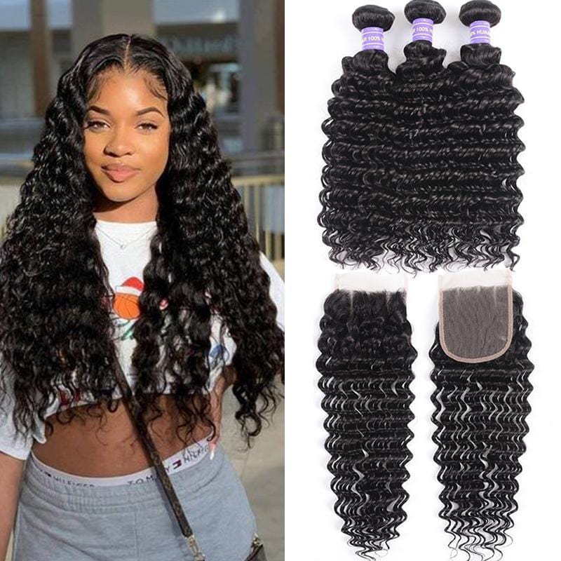 Klaiyi Virgin Hair Brazilian Deep Wave In 3 Bundles – Klaiyi