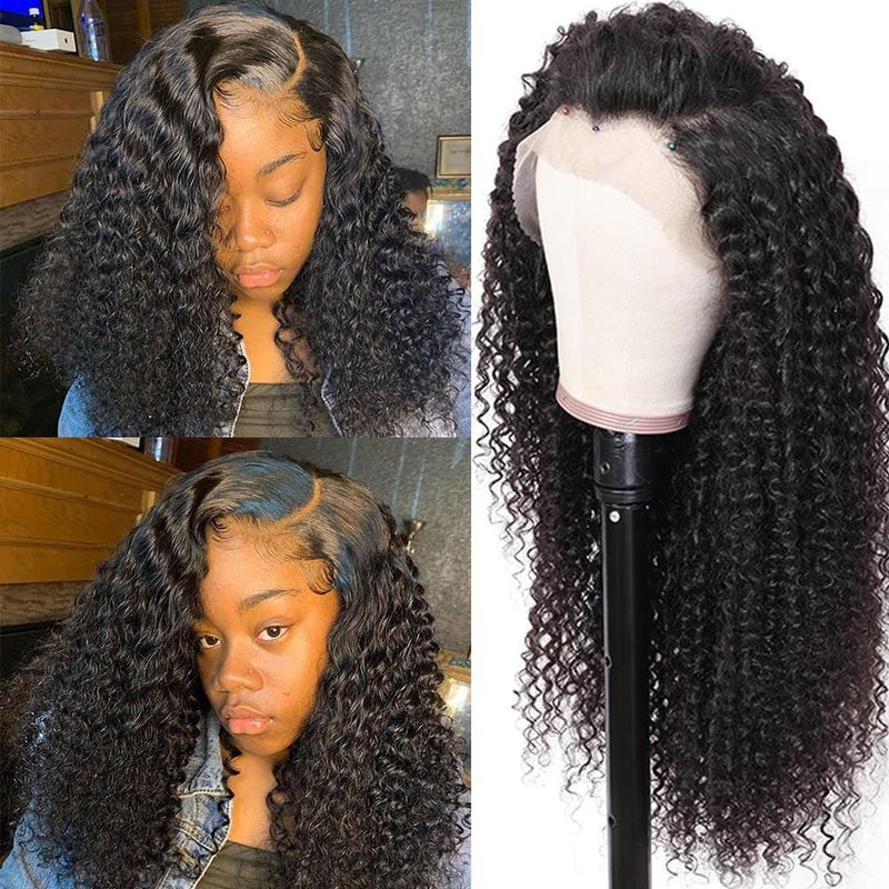 Klaiyi 9A Fake Scalp Curly Wigs , 13x4 Invisible Glueless Permade Curl ...