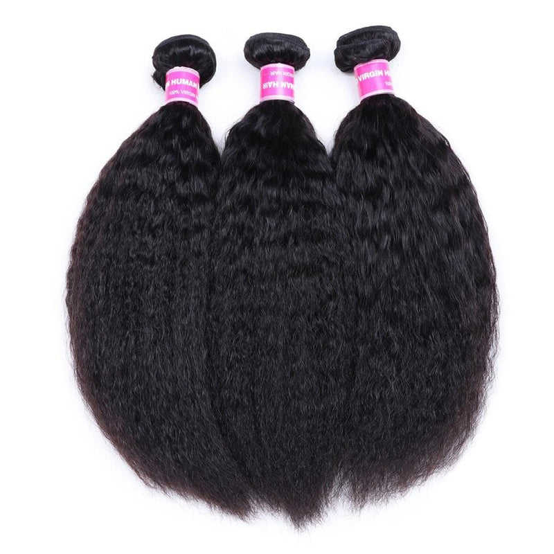 Klaiyi 3 Bundles Kinky Straight Human Hair Weft Deals on Sale 100% Human Bundles Flash Sale